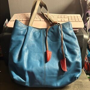 Soruka - Celine Tote - Blue Grey Red Black 100% natural leather & cotton